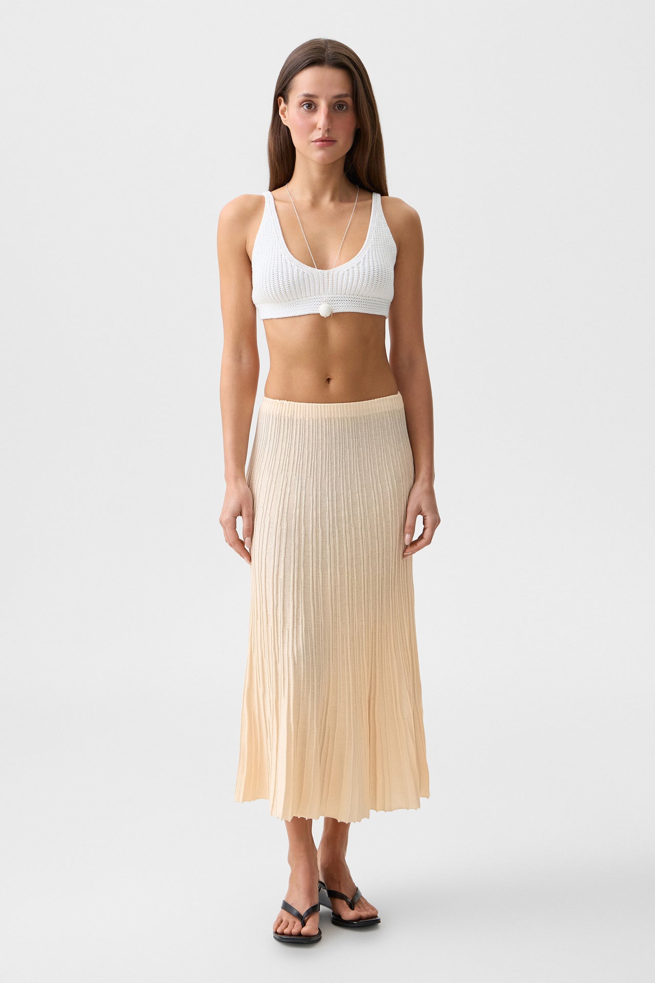 Pale Apricot Vivienne Midi Skirt